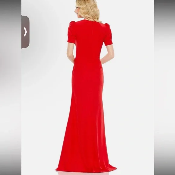 Mac Duggal Red 2630 V-Neck Embellished Cut Out Gown Dress Prom Cocktail